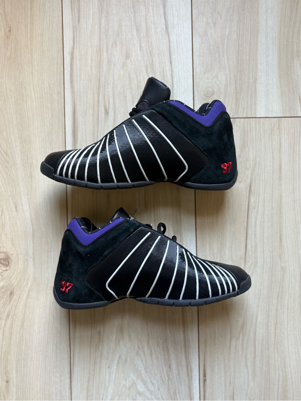 adidas T-Mac 2 97 Basketball Shoes Black White Purple Tracy McGrady Men’s 6.5